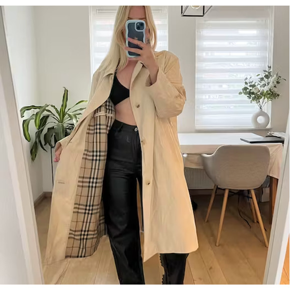 Burberry Beige Classic Trench Coat Vintage Jacket Full Novacheck Lining Cotton - Picture 12 of 12